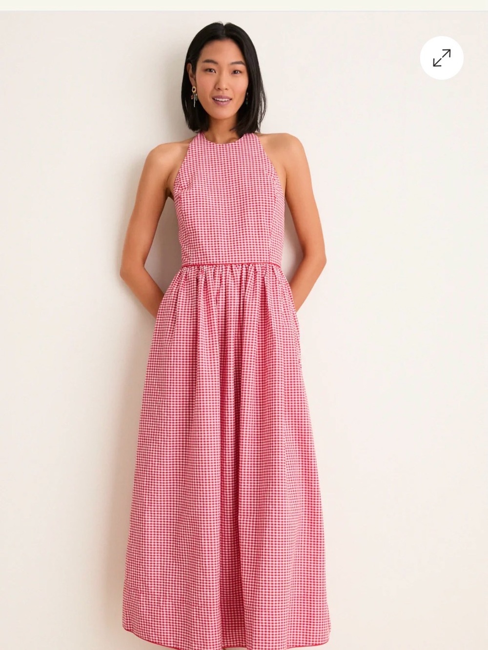 Tuckernuck Red Gingham Halter Maxi Dress